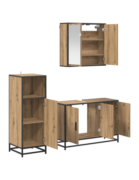 Set di mobili per il bagno con porta 3 pcs rovere artigianale