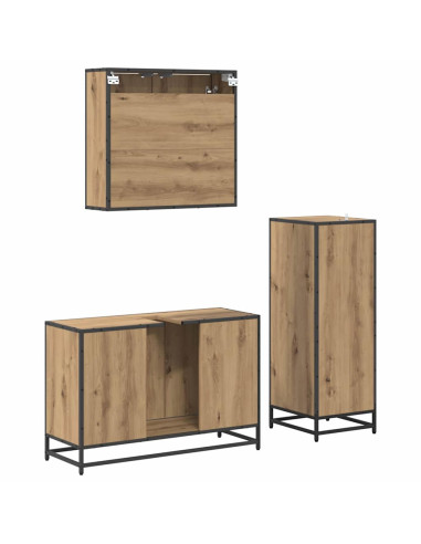 Set di mobili per il bagno con porta 3 pcs rovere artigianale