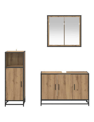 Set di mobili per il bagno con porta 3 pcs rovere artigianale