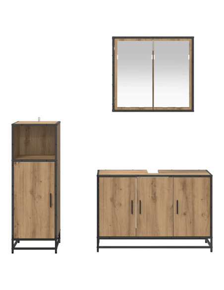 Set di mobili per il bagno con porta 3 pcs rovere artigianale