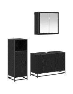 Set di mobili per il bagno 3 pcs Rovere nero 90 x 33 x 60 cm 2