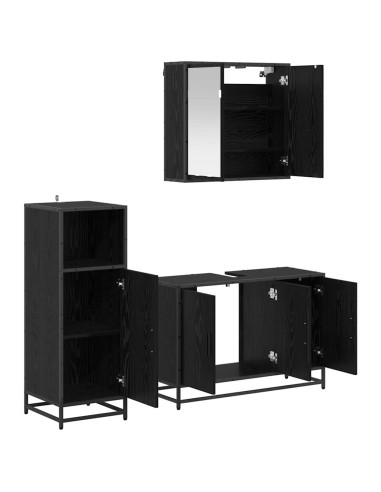 Set di mobili per il bagno 3 pcs Rovere nero 90 x 33 x 60 cm