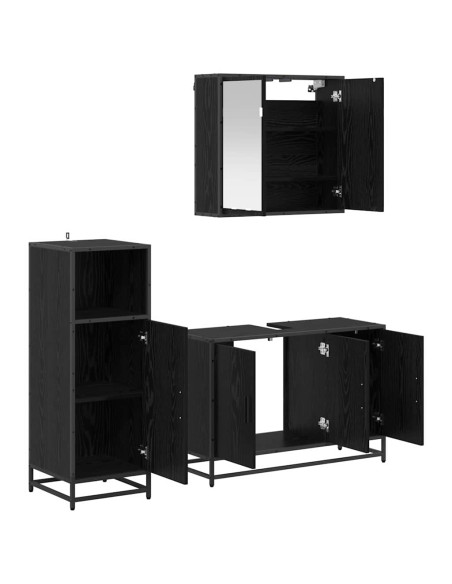 Set di mobili per il bagno 3 pcs Rovere nero 90 x 33 x 60 cm