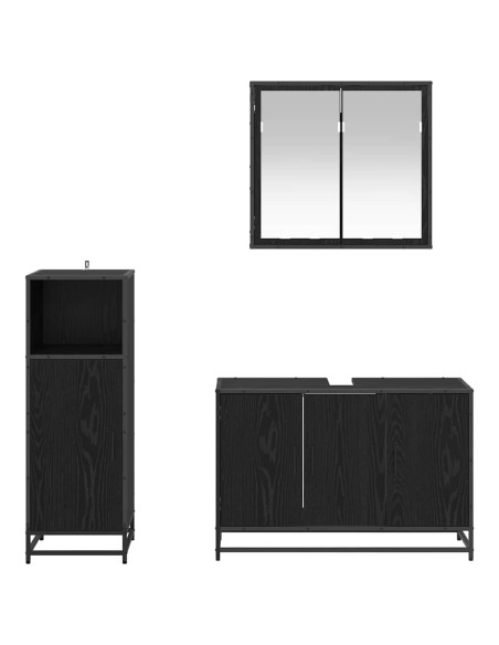 Set di mobili per il bagno 3 pcs Rovere nero 90 x 33 x 60 cm