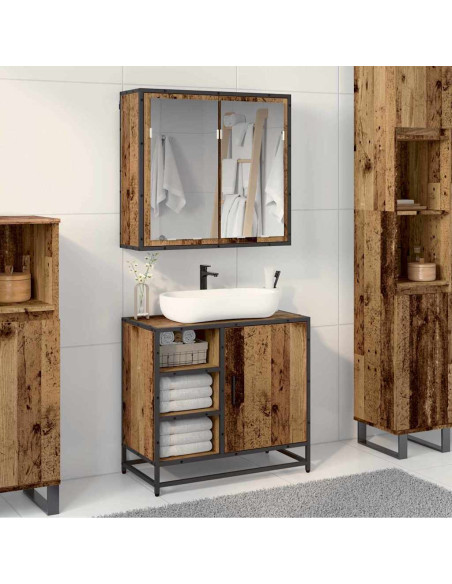 Set di mobili per il bagno 2 pcs Legno vecchio 65 x 33 x 60 cm