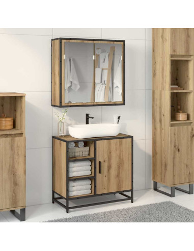 Set di mobili per il bagno con porta 2 pcs rovere artigianale