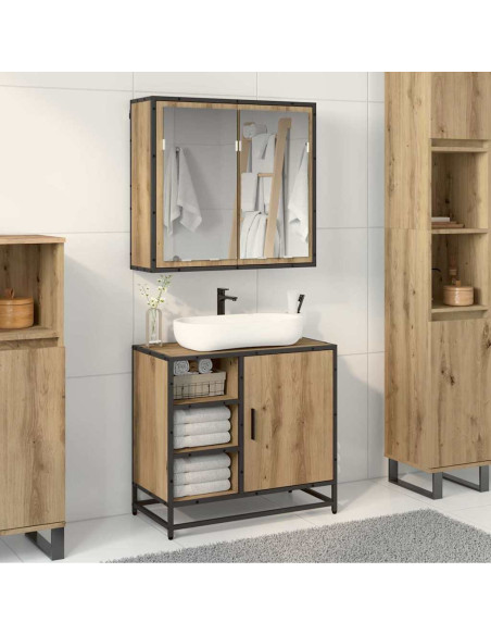 Set di mobili per il bagno con porta 2 pcs rovere artigianale