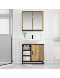 Set di mobili per il bagno con porta 2 pcs Rovere artigianale 2