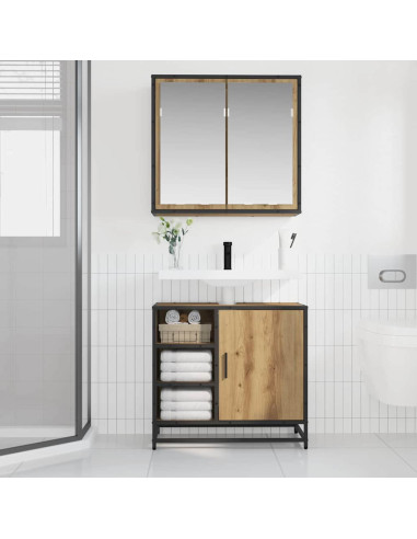Set di mobili per il bagno con porta 2 pcs rovere artigianale