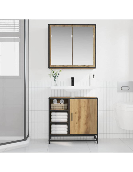 Set di mobili per il bagno con porta 2 pcs rovere artigianale