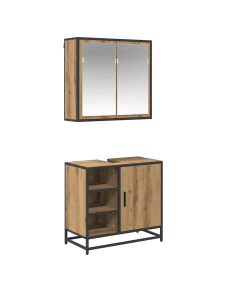 Set di mobili per il bagno con porta 2 pcs rovere artigianale