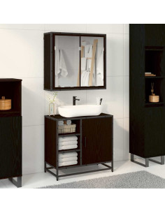 Set di mobili per il bagno 2 pcs Rovere nero 65 x 33 x 60 cm 2