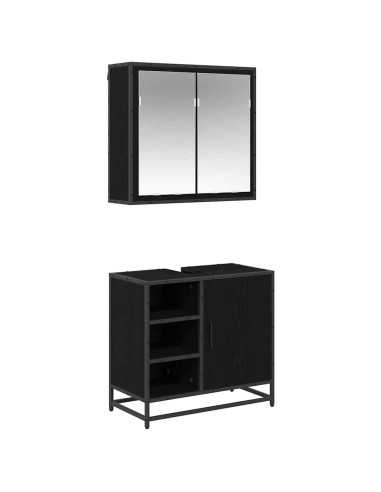 Set di mobili per il bagno 2 pcs Rovere nero 65 x 33 x 60 cm
