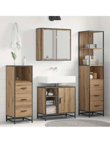 Set di mobili per il bagno con porta 3 pcs rovere artigianale