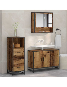 Set di mobili per il bagno 3 pcs Legno vecchio 90 x 33 x 60 cm 2