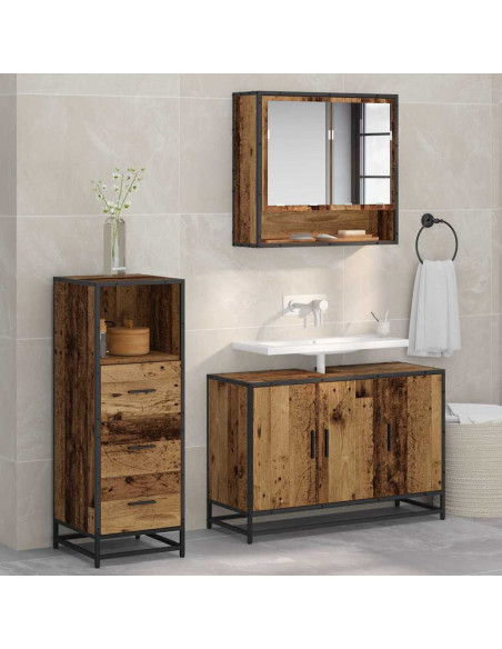 Set di mobili per il bagno 3 pcs Legno vecchio 90 x 33 x 60 cm