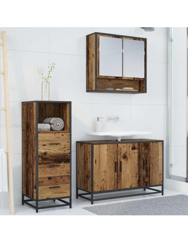 Set di mobili per il bagno 3 pcs Legno vecchio 90 x 33 x 60 cm