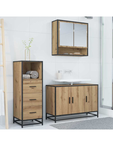 Set di mobili per il bagno con porta 3 pcs rovere artigianale