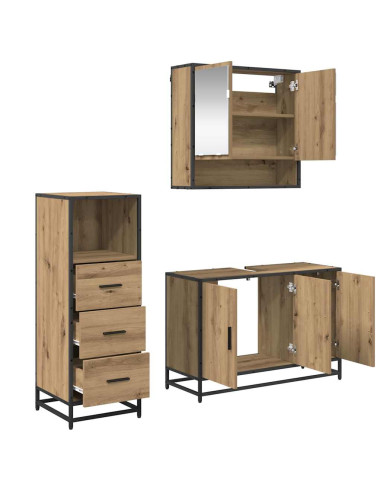 Set di mobili per il bagno con porta 3 pcs rovere artigianale
