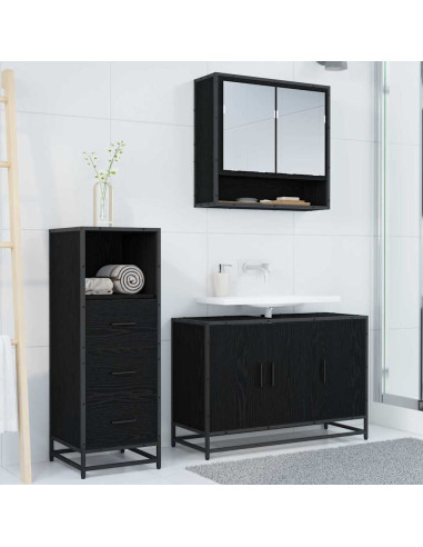 Set di mobili per il bagno 3 pcs Rovere nero 90 x 33 x 60 cm