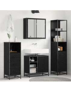 Set di mobili per il bagno 4 pcs Rovere nero 65 x 33 x 60 cm 2