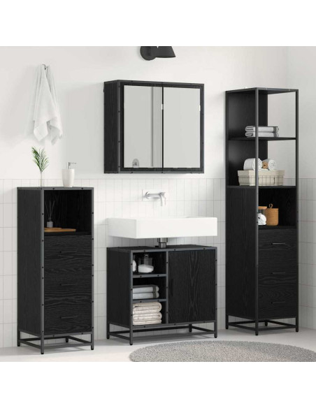 Set di mobili per il bagno 4 pcs Rovere nero 65 x 33 x 60 cm