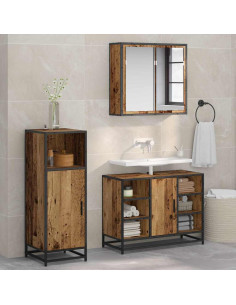 Set di mobili per il bagno 3 pcs Legno vecchio 80 x 33 x 60 cm 2