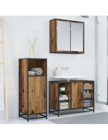 Set di mobili per il bagno 3 pcs Legno vecchio 80 x 33 x 60 cm