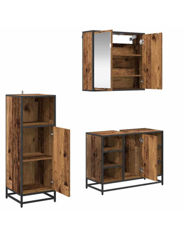 Set di mobili per il bagno 3 pcs Legno vecchio 80 x 33 x 60 cm