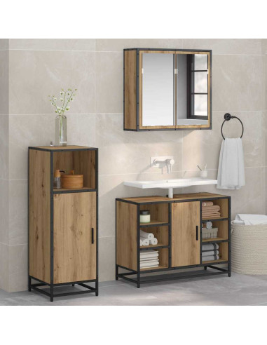 Set di mobili per il bagno con porta 3 pcs rovere artigianale