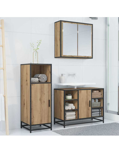 Set di mobili per il bagno con porta 3 pcs rovere artigianale