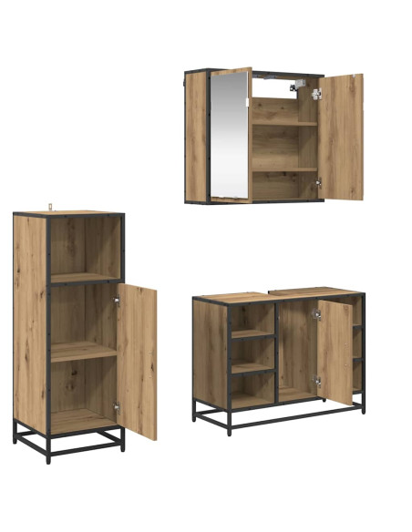 Set di mobili per il bagno con porta 3 pcs rovere artigianale