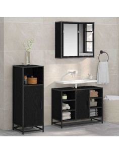 Set di mobili per il bagno 3 pcs Rovere nero 80 x 33 x 60 cm 2