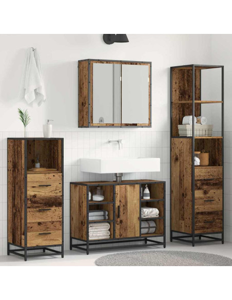 Set di mobili per il bagno 3 pcs Legno vecchio 80 x 33 x 60 cm