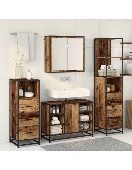 Set di mobili per il bagno 3 pcs Legno vecchio 80 x 33 x 60 cm