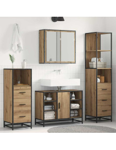 Set di mobili per il bagno con porta 3 pcs rovere artigianale 2