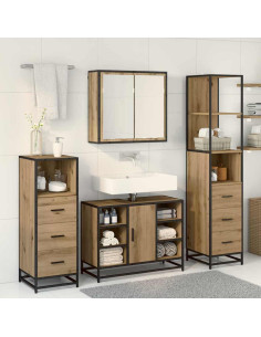Set di mobili per il bagno con porta 3 pcs Rovere artigianale 2
