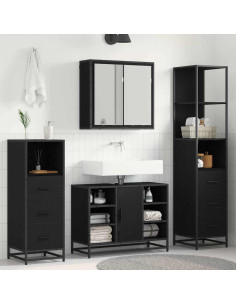 Set di mobili per il bagno 3 pcs Rovere nero 80 x 33 x 60 cm 2