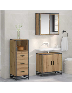 Set di mobili per il bagno con porta 3 pcs rovere artigianale 2