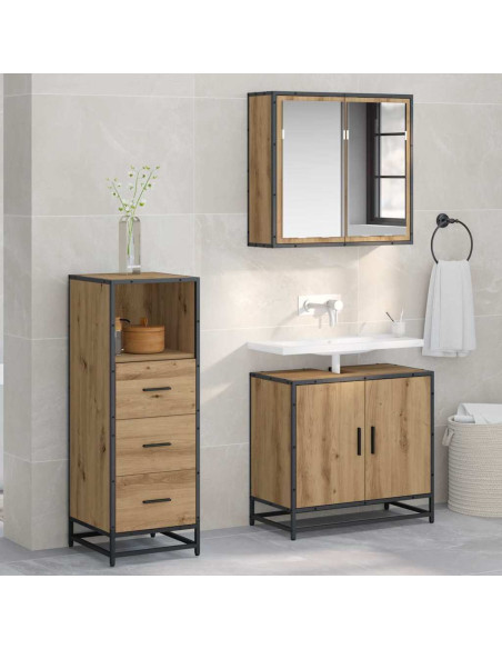Set di mobili per il bagno con porta 3 pcs rovere artigianale