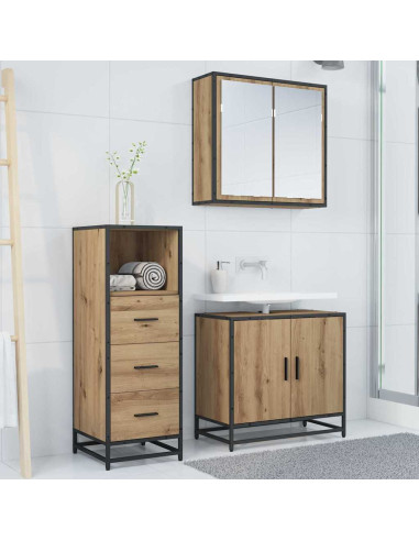 Set di mobili per il bagno con porta 3 pcs rovere artigianale
