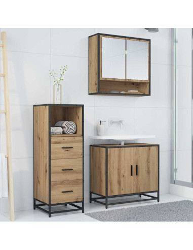 Set di mobili per il bagno con porta 3 pcs rovere artigianale