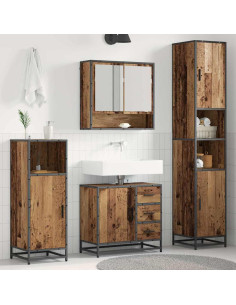 Set di mobili per il bagno con cassetto 4 pcs Legno vecchio 2
