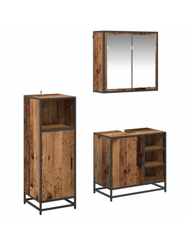 Set di mobili per il bagno 3 pcs Legno vecchio 65 x 33 x 60 cm