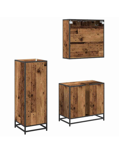 Set di mobili per il bagno 3 pcs Legno vecchio 65 x 33 x 60 cm