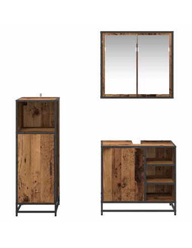 Set di mobili per il bagno 3 pcs Legno vecchio 65 x 33 x 60 cm