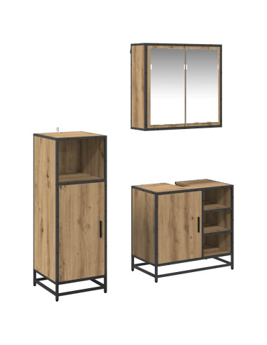Set di mobili per il bagno con porta 3 pcs rovere artigianale