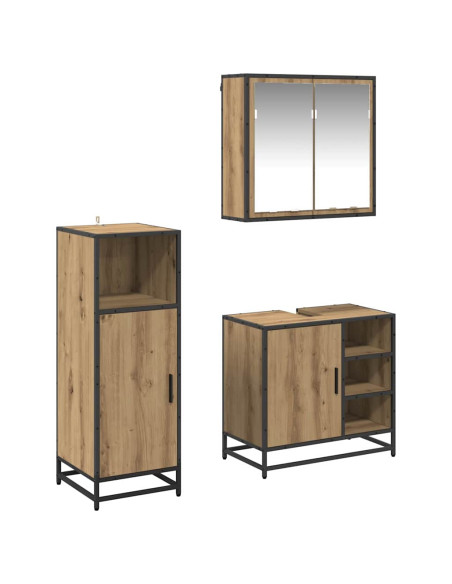 Set di mobili per il bagno con porta 3 pcs rovere artigianale