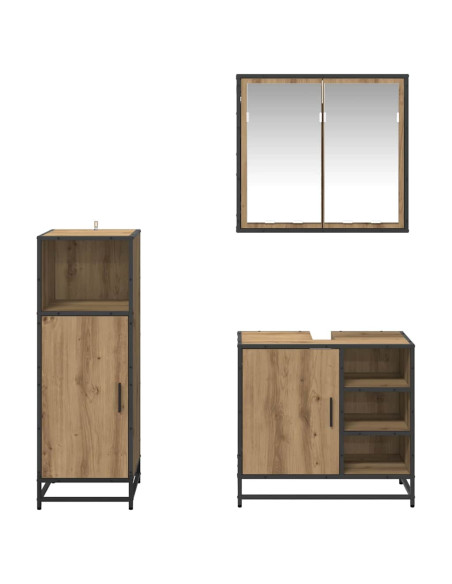 Set di mobili per il bagno con porta 3 pcs rovere artigianale