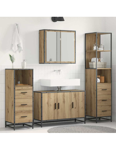 Set di mobili per il bagno con porta 3 pcs rovere artigianale
